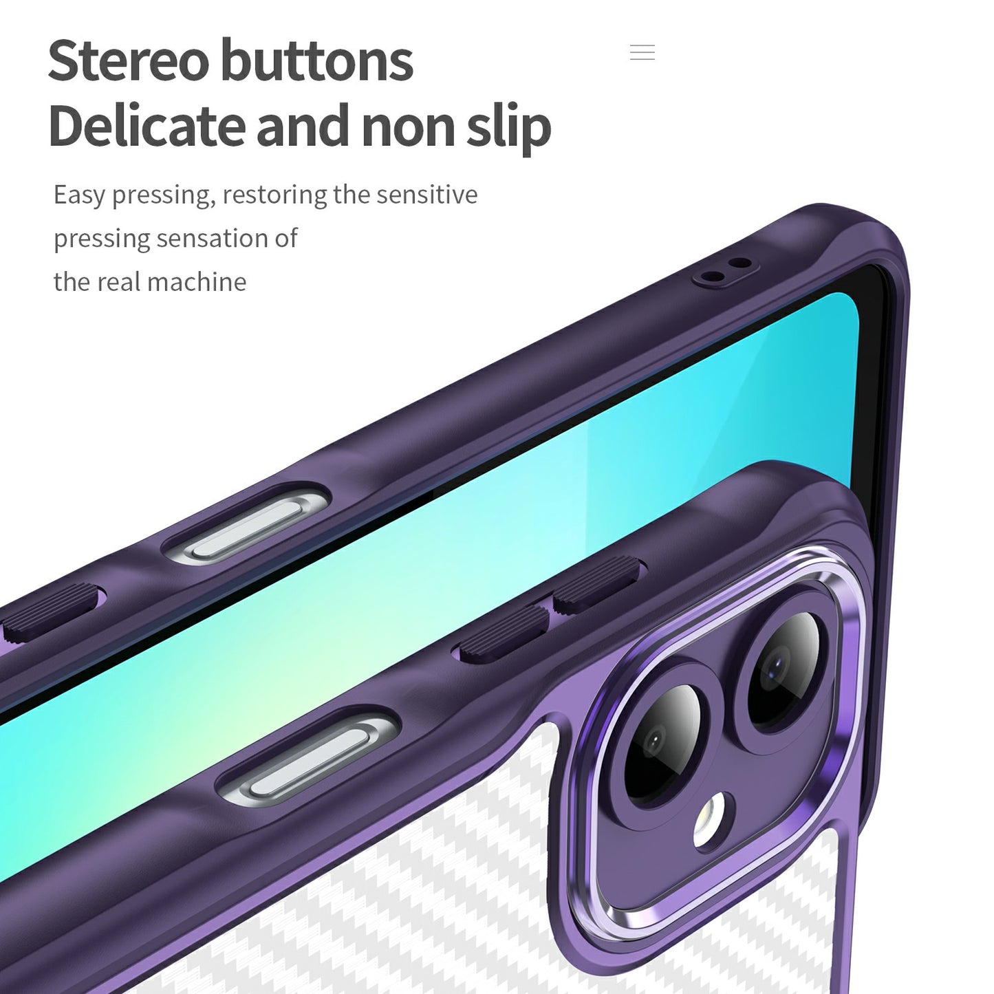 For Samsung Galaxy A06 Case Carbon Fiber Scratch-Resistant TPU+PC Phone Cover - Purple