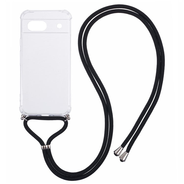 For Google Pixel 8a Case Reinforced Corner TPU Clear Phone Cover with Lanyard