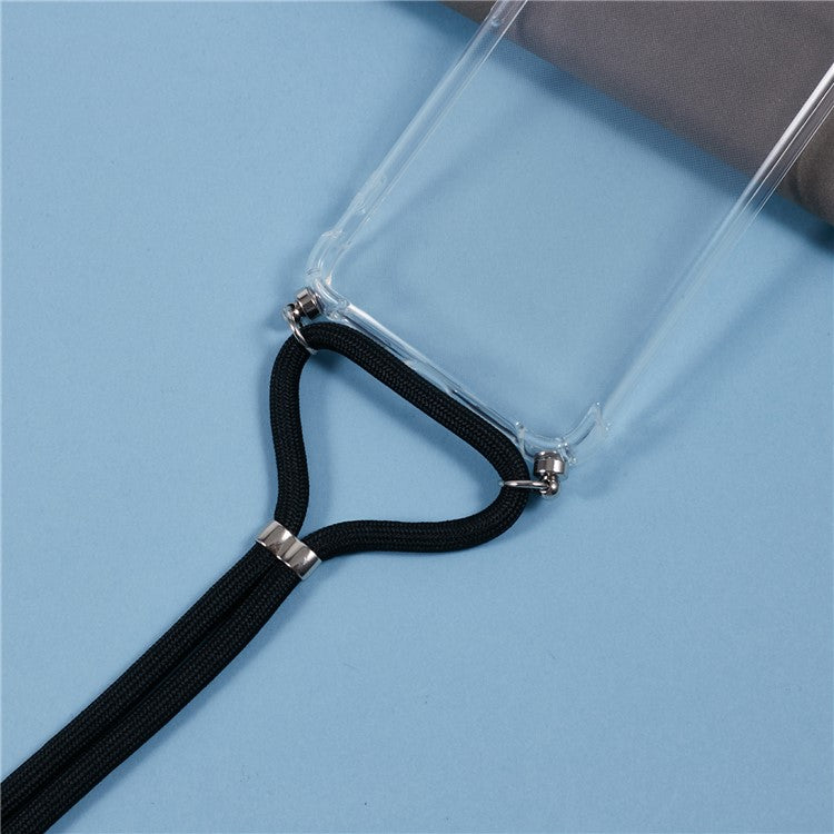 For Google Pixel 8 Case Reinforced Corner TPU Clear Phone Cover with Lanyard