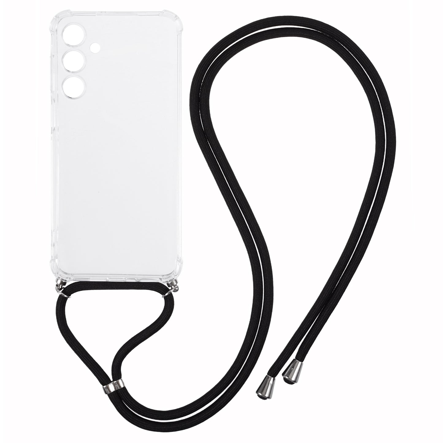 For Samsung Galaxy A16 5G / A16 4G Case Reinforced Corner TPU Clear Phone Cover with Lanyard