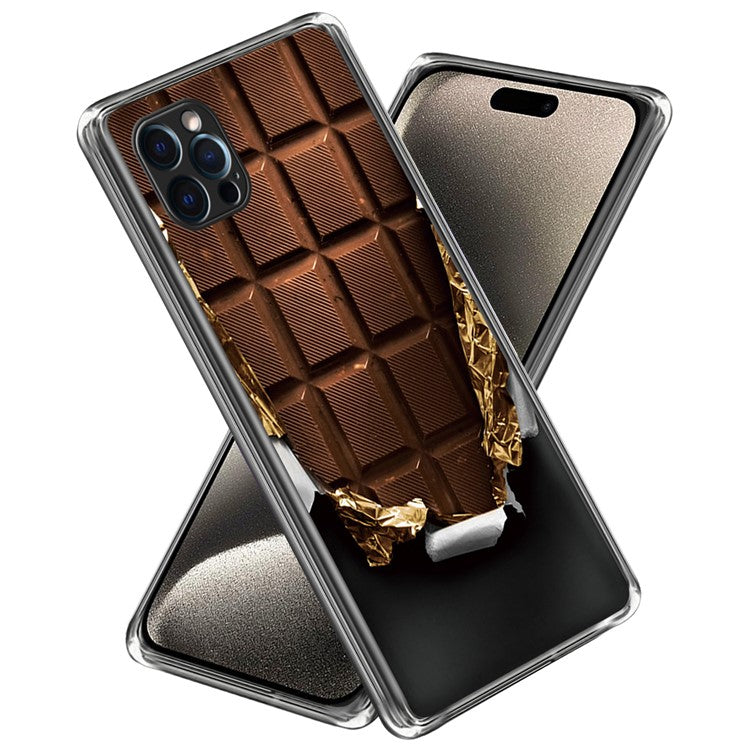 For iPhone 16 Pro Case Pattern Printed Shockproof TPU Phone Cover - Chocolate