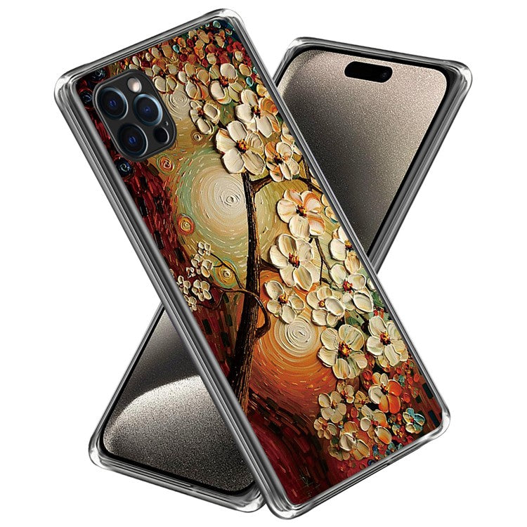For iPhone 16 Pro Case Pattern Printed Shockproof TPU Phone Cover - Flower