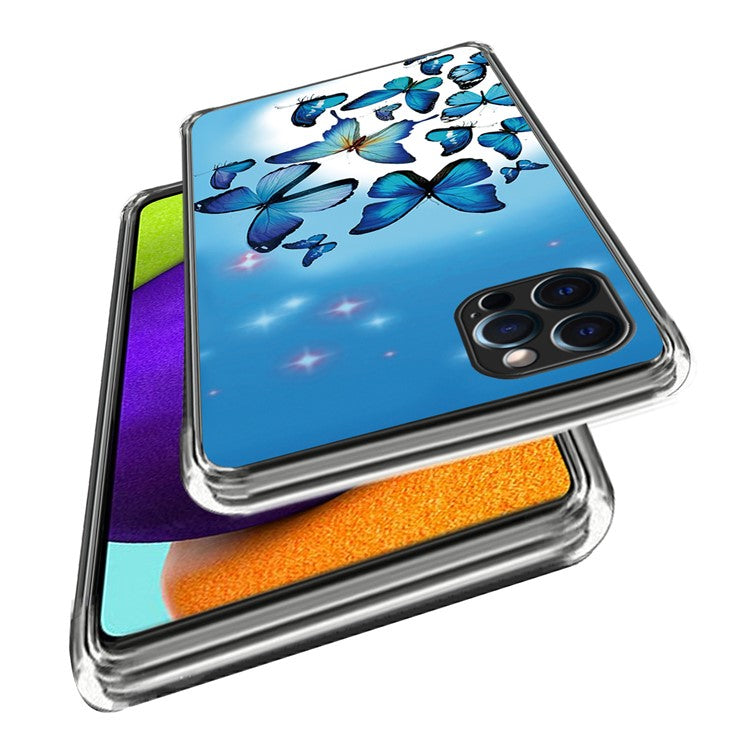 For iPhone 16 Pro Case Pattern Printed Shockproof TPU Phone Cover - Blue Butterflies