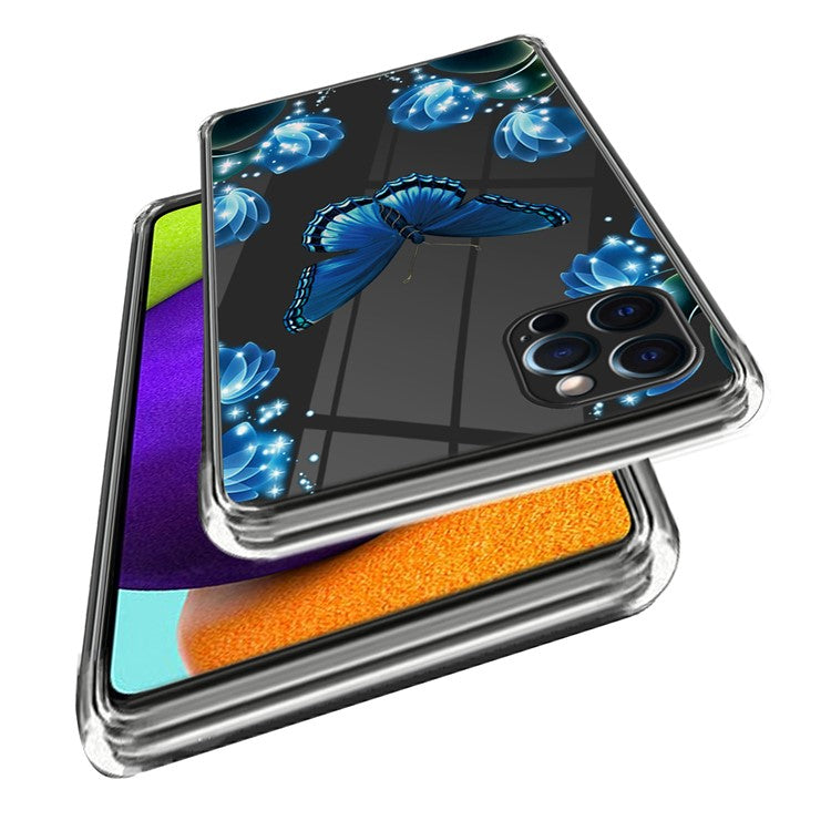 For iPhone 16 Pro Case Pattern Printed Shockproof TPU Phone Cover - Butterfly and Flower