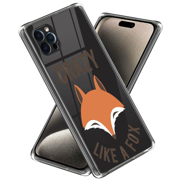 For iPhone 16 Pro Case Pattern Printed Shockproof TPU Phone Cover - Fox