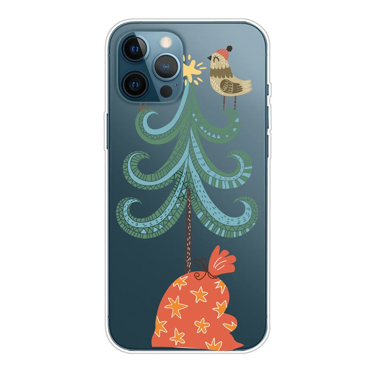 For iPhone 16 Pro Case Christmas Pattern Printing Soft TPU Phone Cover - Bird on Tree