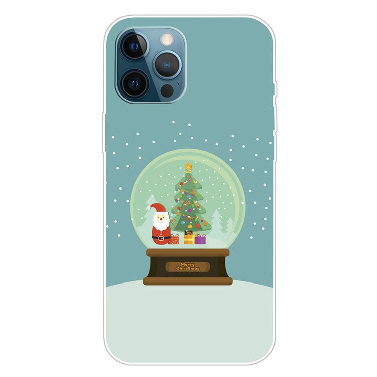 For iPhone 16 Pro Case Christmas Pattern Printing Soft TPU Phone Cover - Santa Crystal Ball