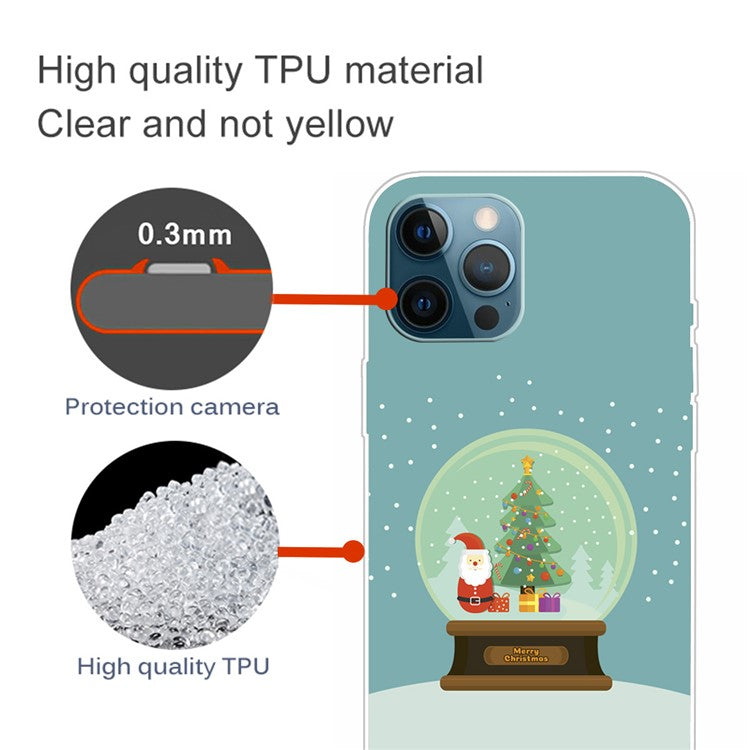 For iPhone 16 Pro Case Christmas Pattern Printing Soft TPU Phone Cover - Santa Crystal Ball