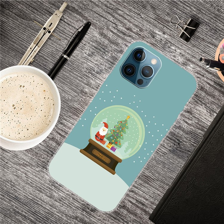 For iPhone 16 Pro Case Christmas Pattern Printing Soft TPU Phone Cover - Santa Crystal Ball