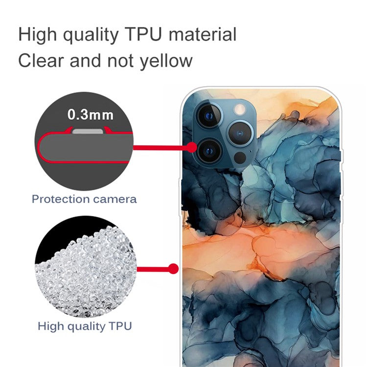 For iPhone 16 Pro Case Abstract Marble Pattern Printing TPU Phone Cover - Style A
