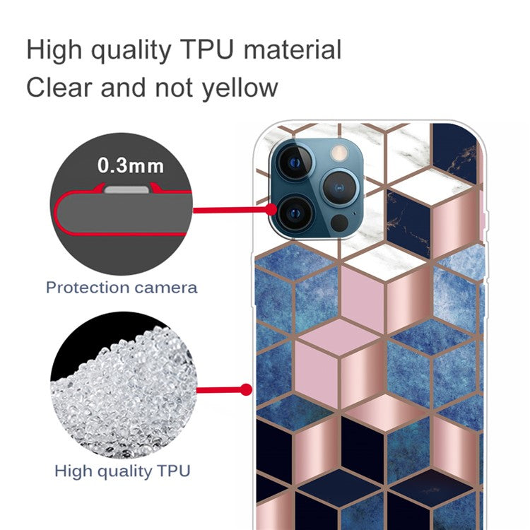 For iPhone 16 Pro Case Abstract Marble Pattern Printing TPU Phone Cover - Style C