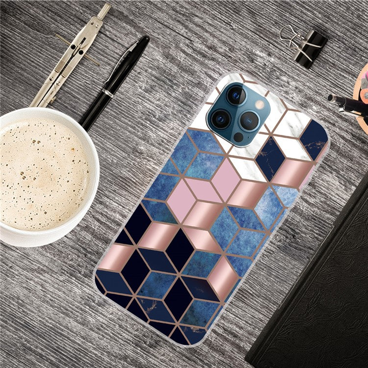 For iPhone 16 Pro Case Abstract Marble Pattern Printing TPU Phone Cover - Style C