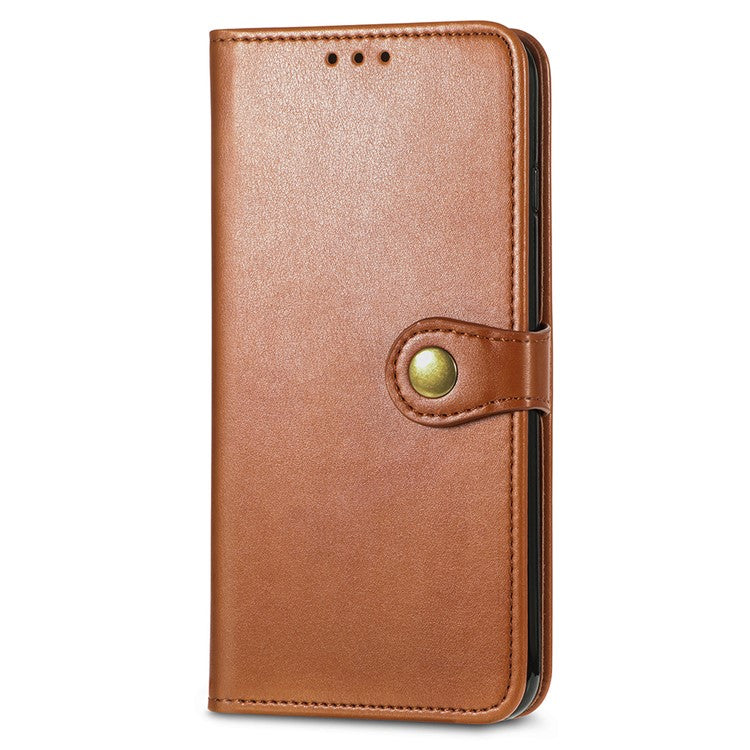 For iPhone 16 Pro Case Leather Phone Case Wallet Stand Cover with Wrist Strap - Brown