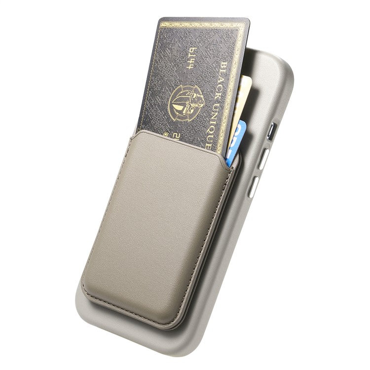 For iPhone 16 Pro Case Detachable Card Slot Leather+TPU Phone Cover with Metal Buttons - Grey