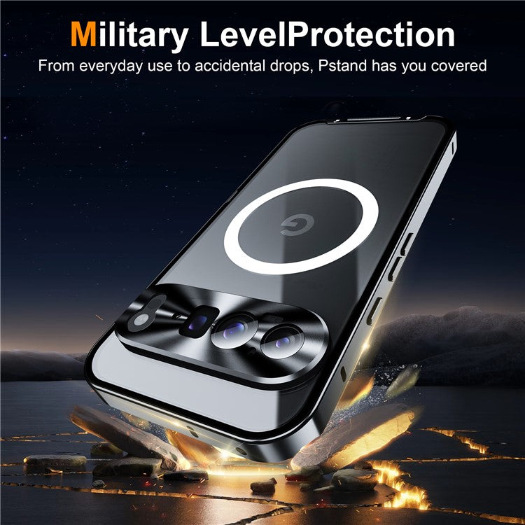 For Google Pixel 9 Pro XL Case Compatible with MagSafe Metal Frame Matte Phone Cover - Black