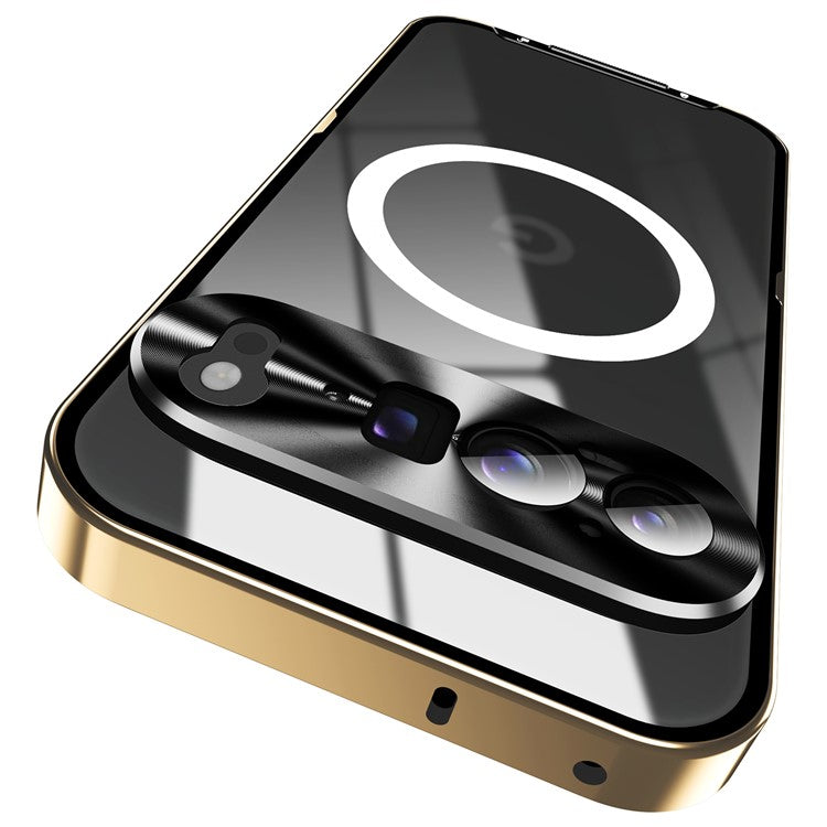 For Google Pixel 9 Pro XL Case Compatible with MagSafe Metal Frame Matte Phone Cover - Gold