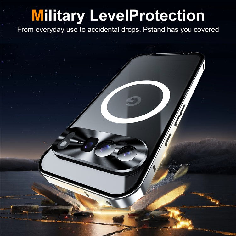 For Google Pixel 9 Pro XL Case Compatible with MagSafe Metal Frame Matte Phone Cover - Silver