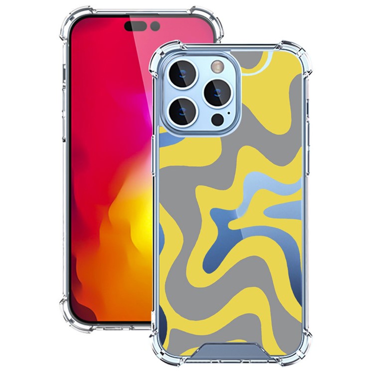 For iPhone 16 Pro Case Colorful Wave Pattern Printing Soft TPU+PC Phone Cover - Style C
