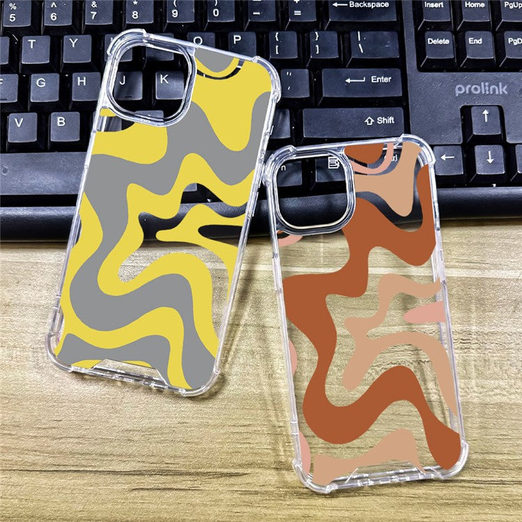 For iPhone 16 Pro Case Colorful Wave Pattern Printing Soft TPU+PC Phone Cover - Style C