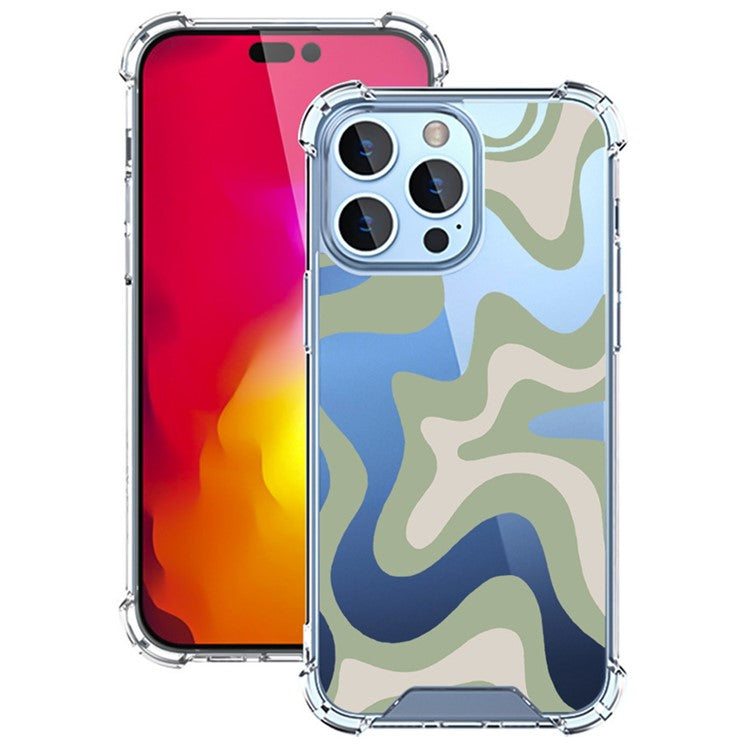 For iPhone 16 Pro Case Colorful Wave Pattern Printing Soft TPU+PC Phone Cover - Style B