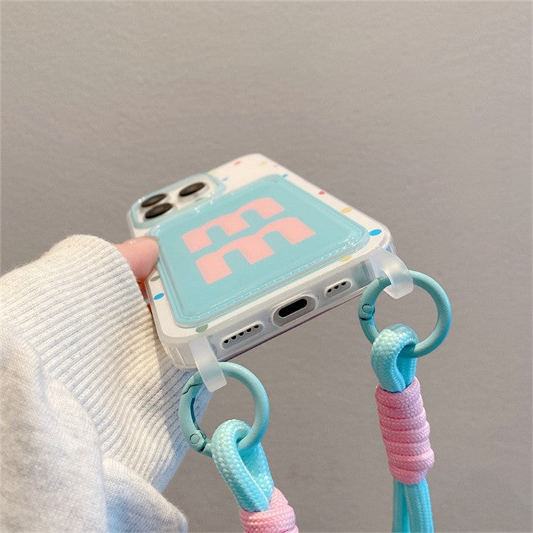 For iPhone 16 Pro Case Creative Wrist Strap Card Slot TPU Phone Cover - Green MM