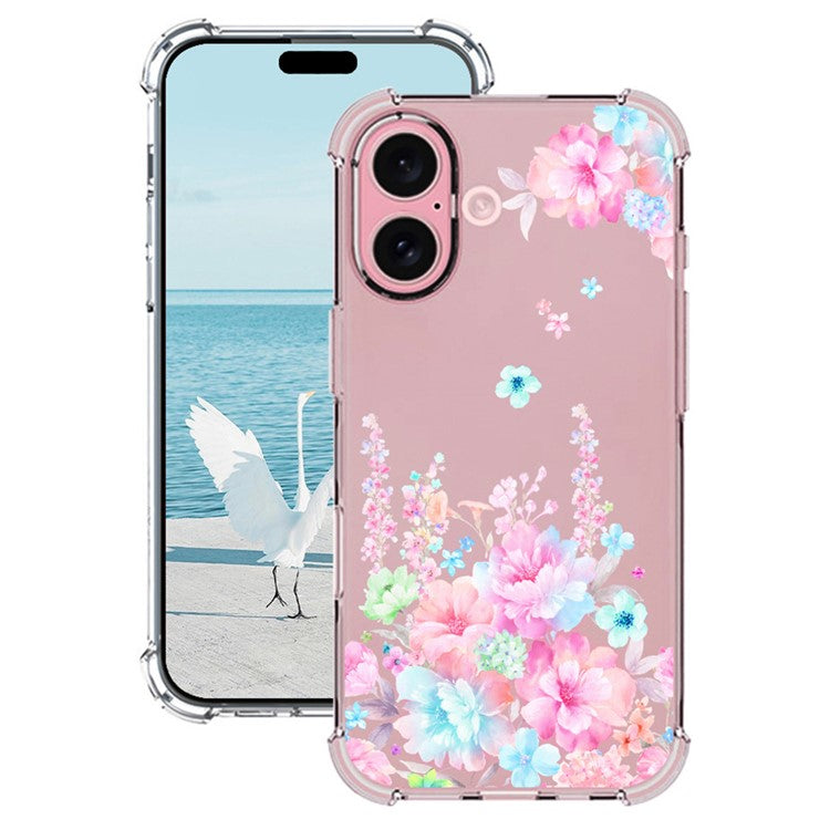 For iPhone 16 Case Pattern Printing Corner Protection Soft TPU Phone Cover - Style I