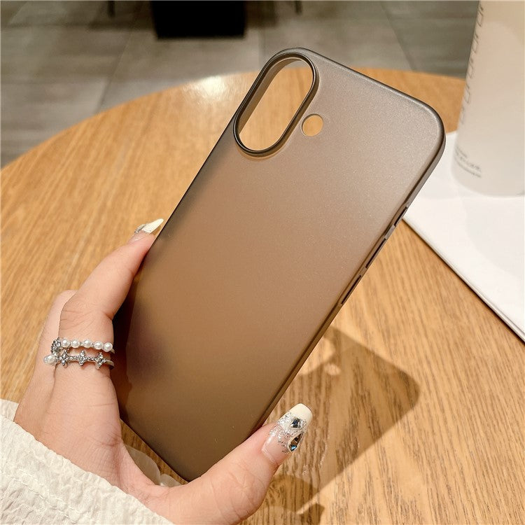For iPhone 16 Plus Case Anti-Drop Matte Hard PC Phone Cover - Transparent Grey
