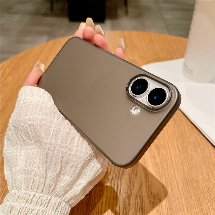 For iPhone 16 Plus Case Anti-Drop Matte Hard PC Phone Cover - Transparent Grey