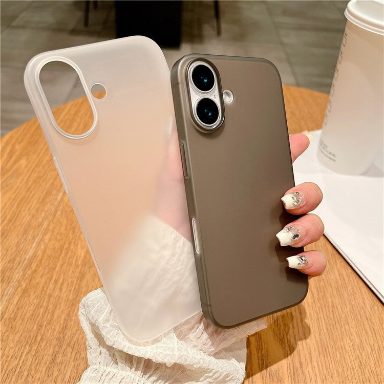 For iPhone 16 Plus Case Anti-Drop Matte Hard PC Phone Cover - Transparent Grey