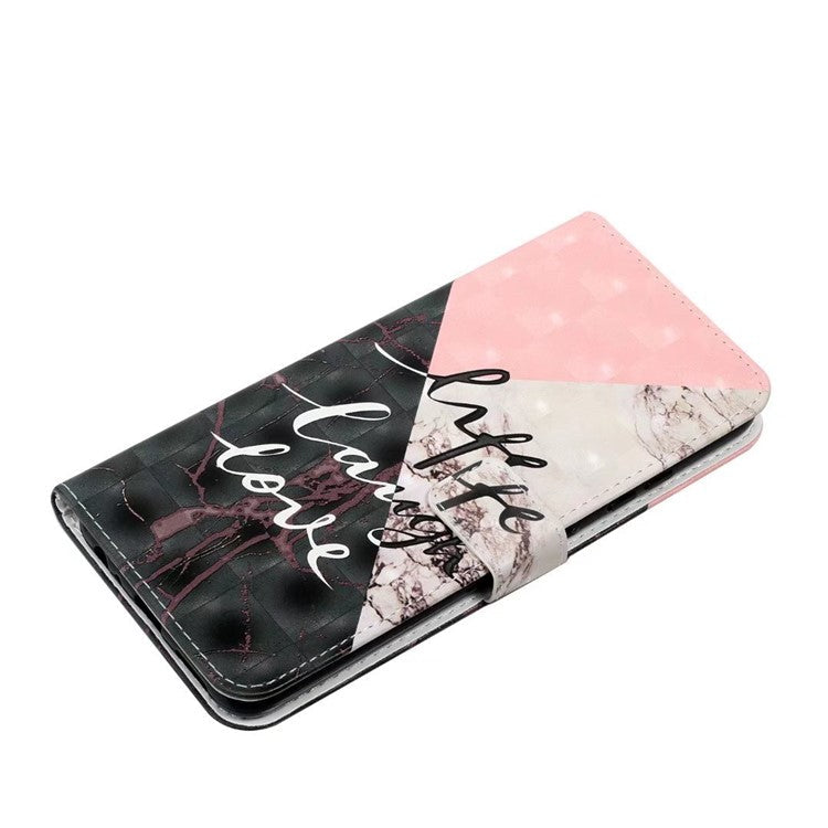 For Google Pixel 9 Pro XL Case 3D Creative Pattern PU Leather Stand Phone Cover - Tri-Color Marble