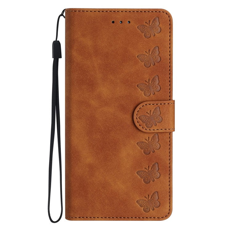 For Google Pixel 9 Pro XL Case Imprinted Butterfly Leather Wallet Phone Cover - Brown