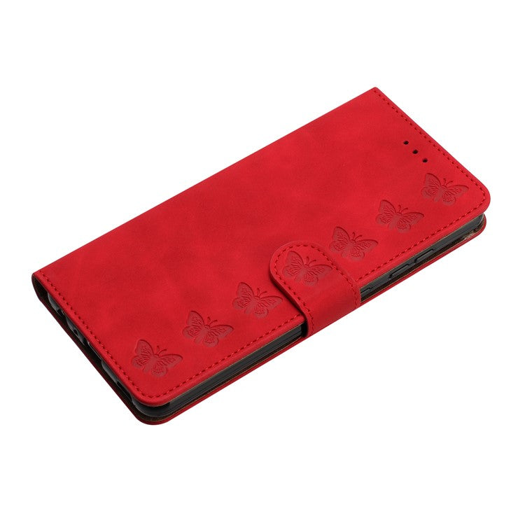For Google Pixel 9 Pro XL Case Imprinted Butterfly Leather Wallet Phone Cover - Red