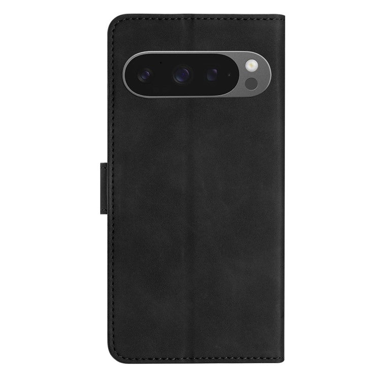 For Google Pixel 9 Pro XL Case Imprinted Butterfly Leather Wallet Phone Cover - Black