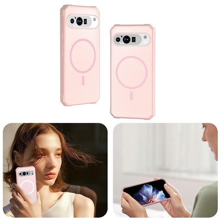 For Google Pixel 9 Pro XL Case Compatible with MagSafe Protective TPU+PC Hybrid Phone Cover - Light Pink