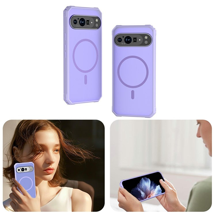 For Google Pixel 9 Pro XL Case Compatible with MagSafe Protective TPU+PC Hybrid Phone Cover - Light Purple