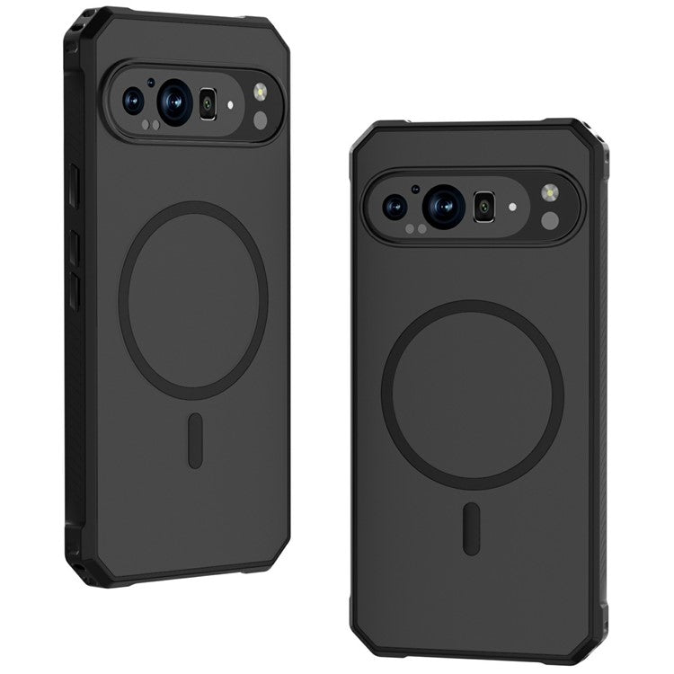 For Google Pixel 9 Pro XL Case Compatible with MagSafe Protective TPU+PC Hybrid Phone Cover - Clear Black