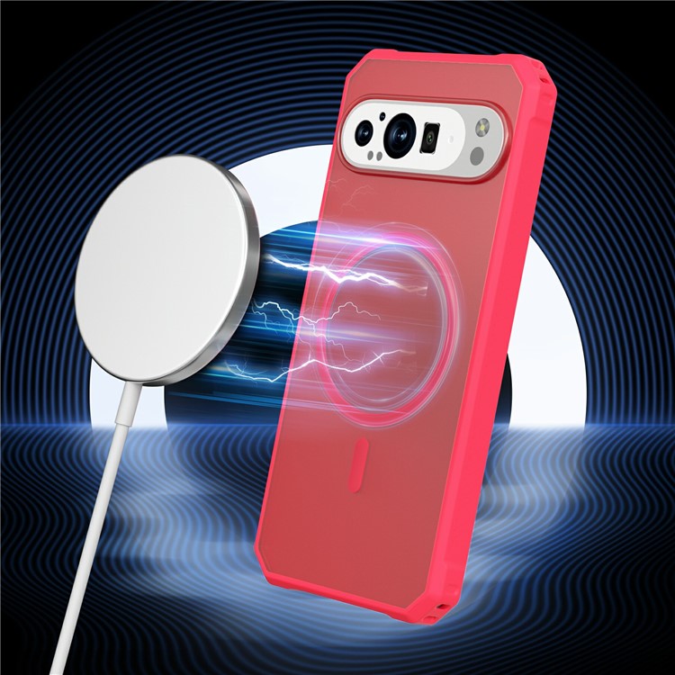 For Google Pixel 9 Pro XL Case Compatible with MagSafe Protective TPU+PC Hybrid Phone Cover - Clear Rose