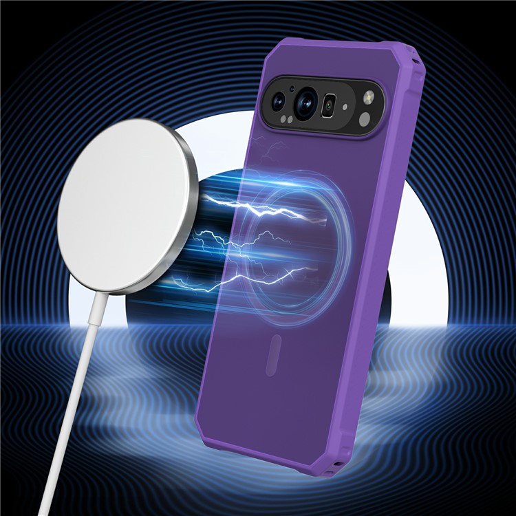 For Google Pixel 9 / 9 Pro Case Compatible with MagSafe Protective TPU+PC Hybrid Phone Cover - Dark Purple