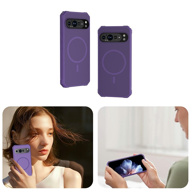 For Google Pixel 9 / 9 Pro Case Compatible with MagSafe Protective TPU+PC Hybrid Phone Cover - Dark Purple