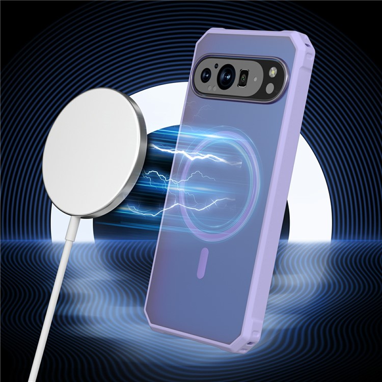 For Google Pixel 9 / 9 Pro Case Compatible with MagSafe Protective TPU+PC Hybrid Phone Cover - Light Purple