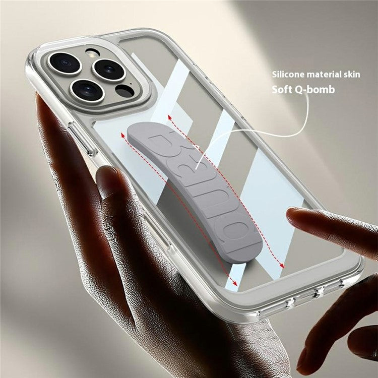 GKK For iPhone 16 Pro Crystal Clear Case Anti-Drop TPU+PC Phone Cover with Silicone Hand Strap - Blue