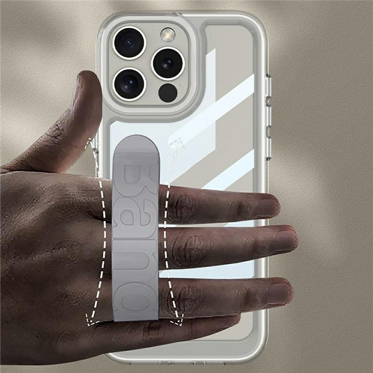 GKK For iPhone 16 Pro Crystal Clear Case Anti-Drop TPU+PC Phone Cover with Silicone Hand Strap - Blue