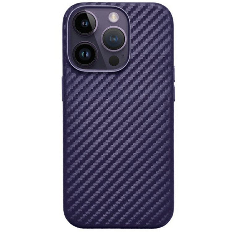 KZDOO For iPhone 16 Pro Case Compatible with MagSafe Carbon Fiber Texture PU+PC Phone Cover - Purple