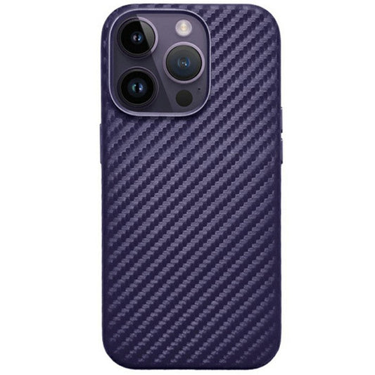 KZDOO For iPhone 16 Pro Case Compatible with MagSafe Carbon Fiber Texture PU+PC Phone Cover - Purple