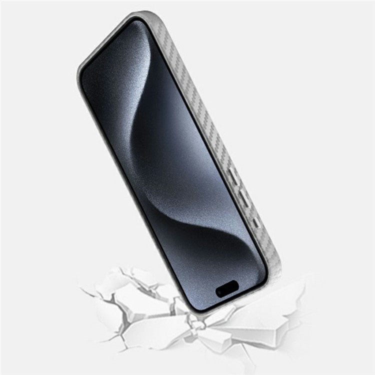 KZDOO For iPhone 16 Pro Case Compatible with MagSafe Carbon Fiber Texture PU+PC Phone Cover - Purple