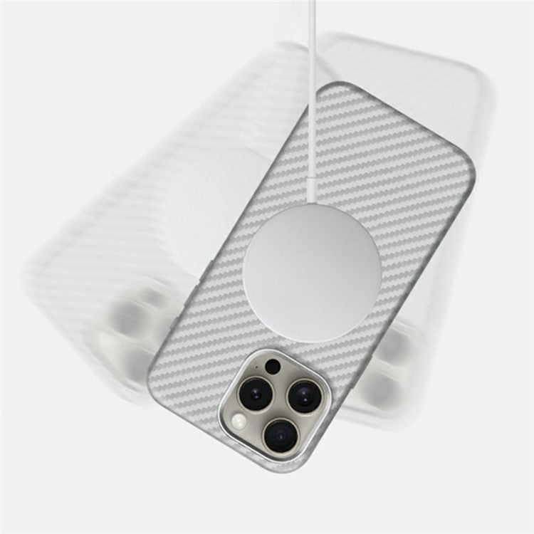 KZDOO For iPhone 16 Pro Case Compatible with MagSafe Carbon Fiber Texture PU+PC Phone Cover - Purple