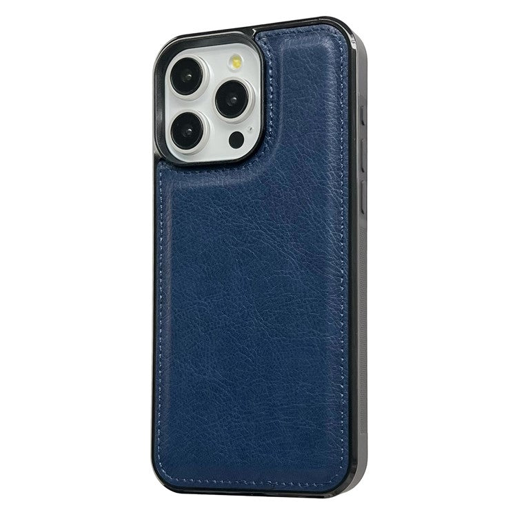 For iPhone 16 Pro Case Calf Texture PU Leather Anti-Fingerprint Back Phone Cover - Sapphire
