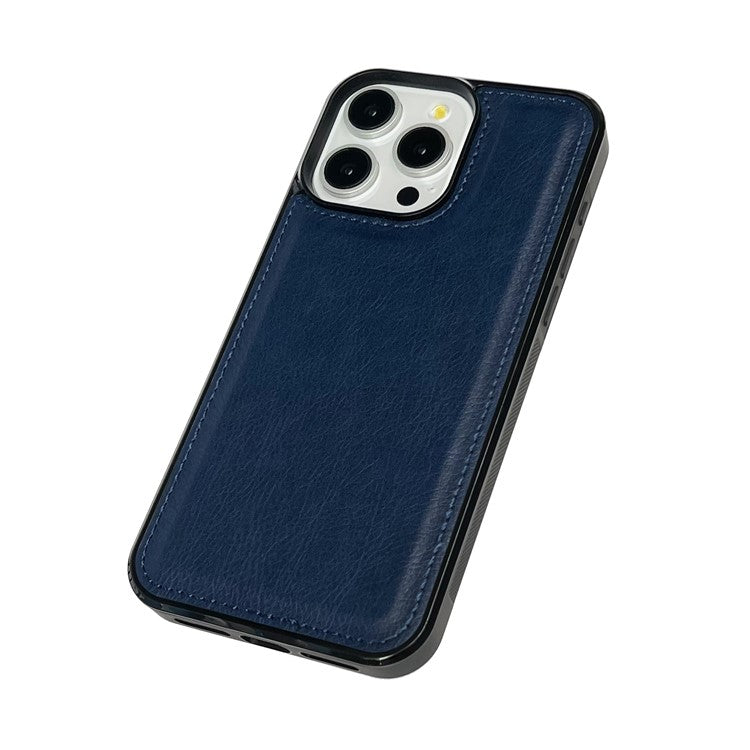 For iPhone 16 Pro Case Calf Texture PU Leather Anti-Fingerprint Back Phone Cover - Sapphire