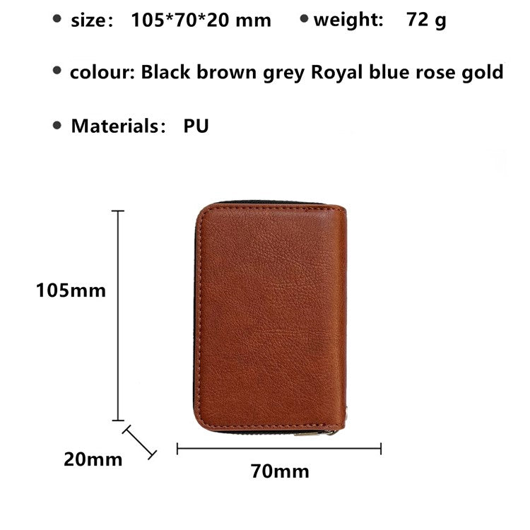 For iPhone 16 Case Detachable Zipper Card Bag PU+TPU Kickstand Phone Case with Strap - Brown