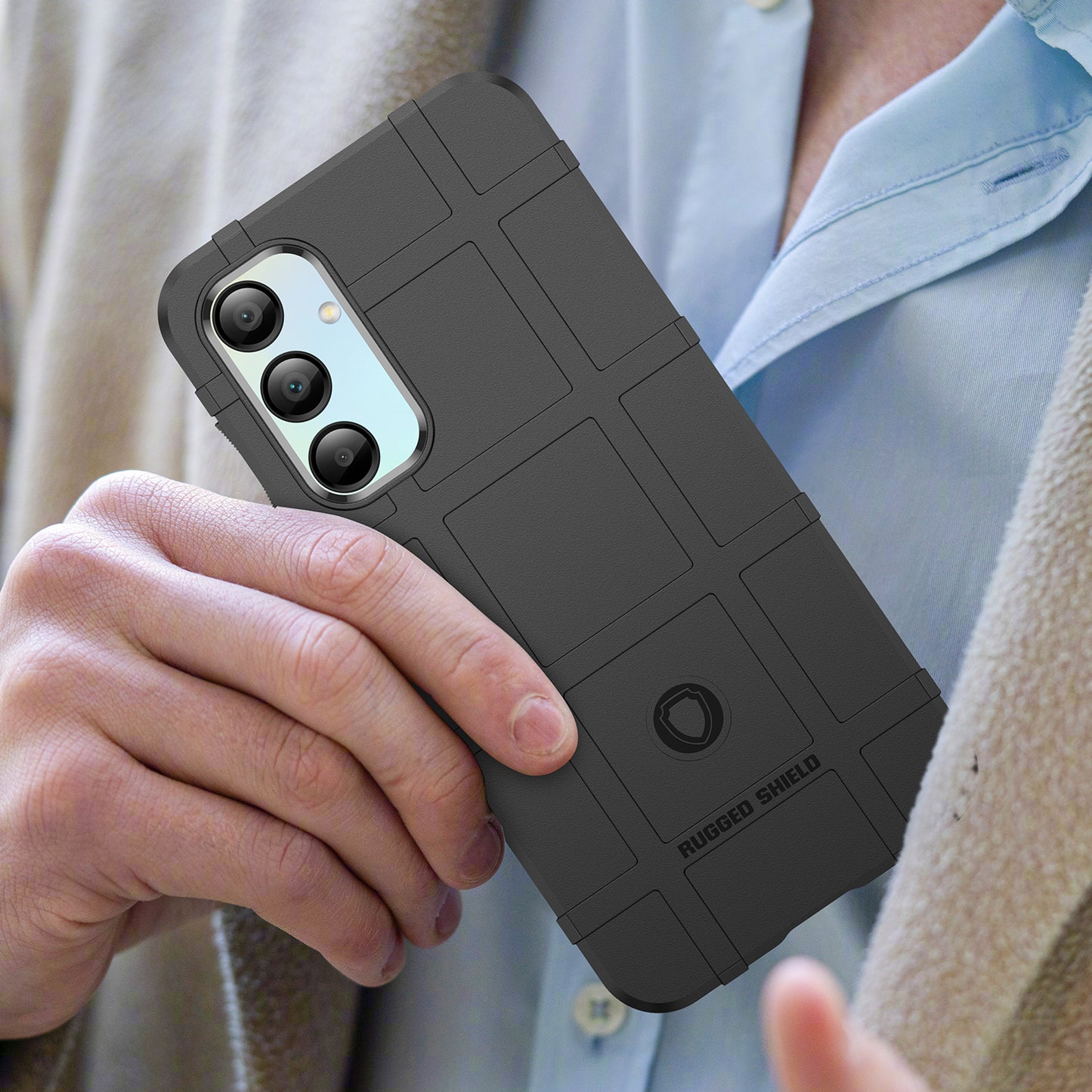 For Samsung Galaxy A16 5G / A16 4G Case Grid Design Soft TPU Scratch-Proof Phone Cover - Black